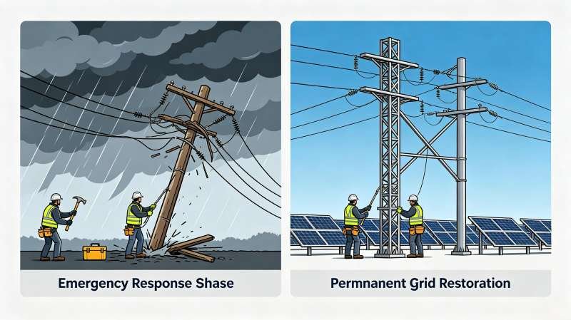 From Emergency Response to Permanent Grid Restoration
