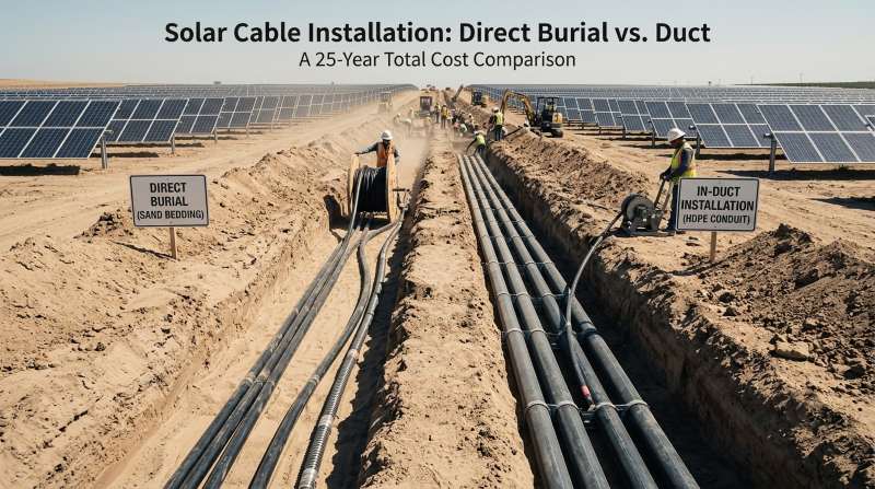 direct burial vs duct solar farm